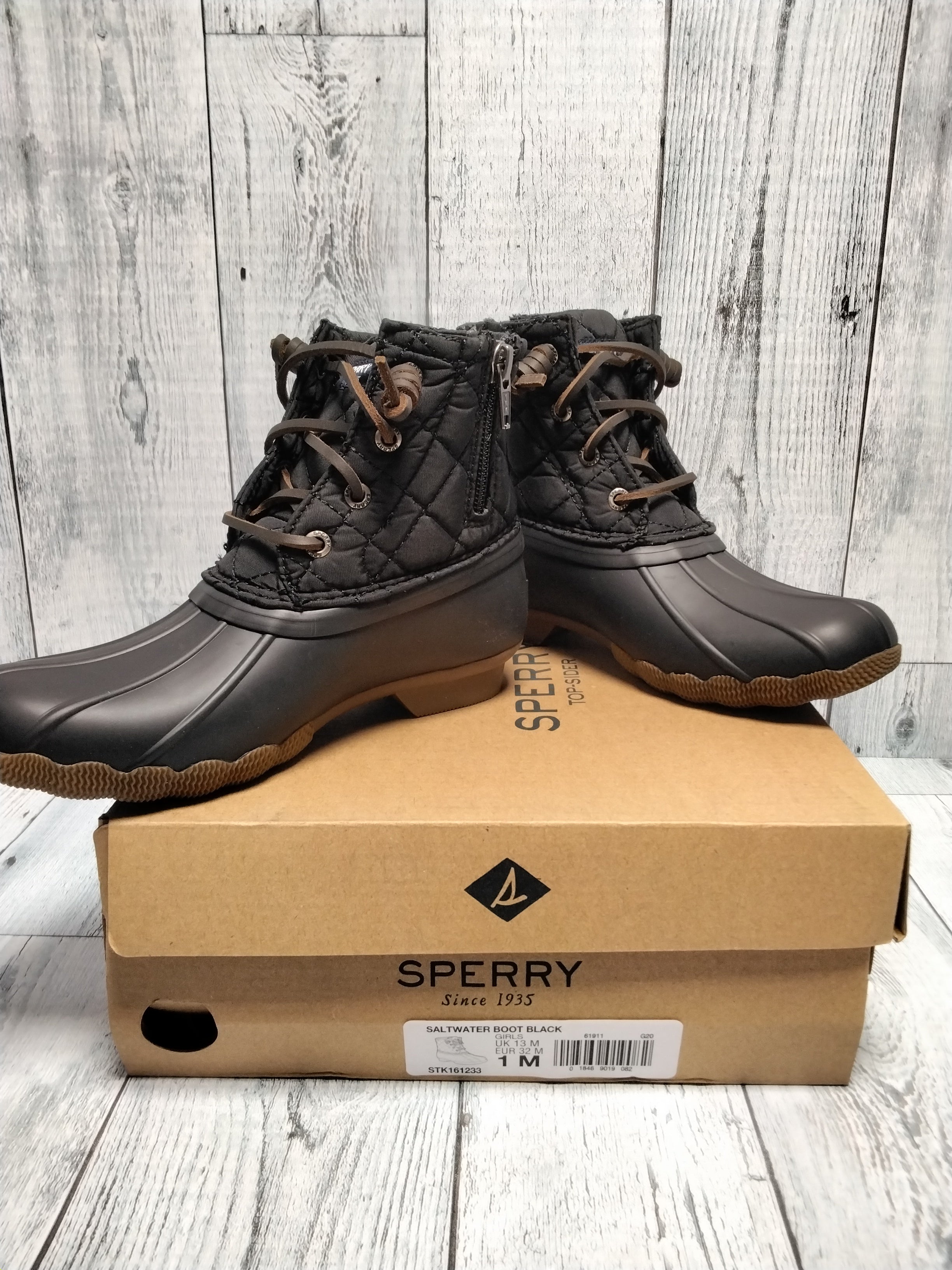 Sperry Unisex-Child Saltwater Boot Ankle, Sz 1M (7872372441326)